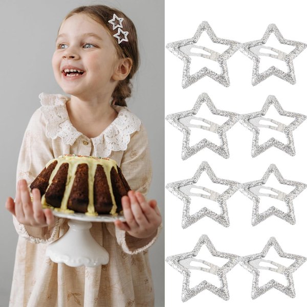 20 Pcs 1.26'' Star Hair Clips Snap, Non Slip Star Clips for Girls Women Star Hair Clips Y2K Accessories Silver Metal Hair Clips Star Hair Barrettes Star for Women Star Hair Clip, Sparkling Star