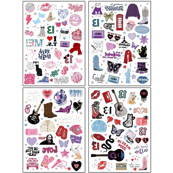 112Pcs Temporary Tattoos For Taylor Fans Birthday Party Decorations | 112Pcs Hand Face Tattoo Stickers Party Favor Party Supplies Gift