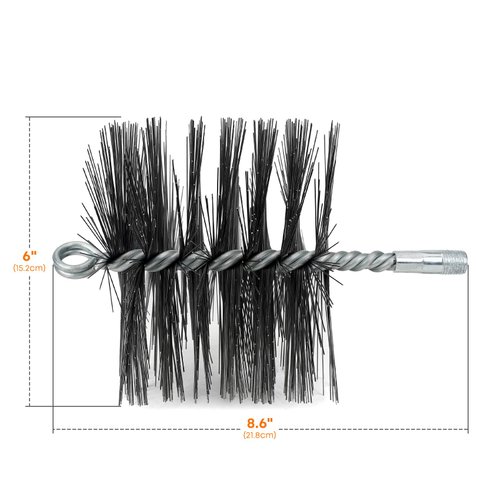 Stanbroil 6 Inch Round Steel Chimney Cleaning Brush with 1/4" NPT Fitting for Masonry Chimney Flue, Works with Most Chimney Rod Sets