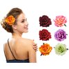 6Pcs 4 inch Rose Flower Hair Clips Floral Hair Clips Hairpin Bride Flower Hair Accessories Rose Brooch Floral Brooch Flamenco Dancer Flower Pin Up Flower Brooch(Mixed 6 Colors)