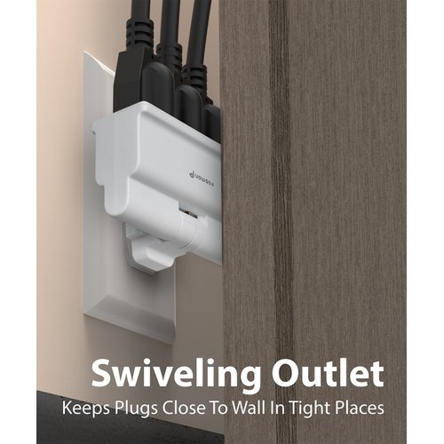 Fosmon 3 Plug Outlet Adapter, 2 Prong 3 Prong Outlet Extender Plugs, Three Way Outlet Wall Extender, 180 Degree Swivel 3 Way Wall Tap, Triple 3 Prong Power Splitter, Electrical Power Adapter-3 Pack