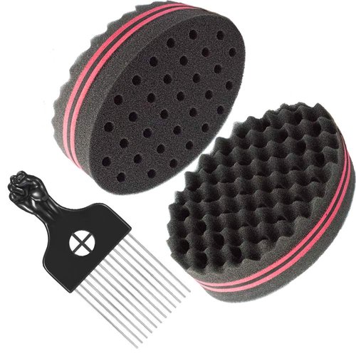 Small Holes Hair Sponge for Twists and Dreads Barber Afro Wave Nappy Sponge Brush for Curls Women Men Natural Hair 3 PCS