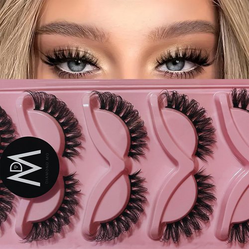 Cat Eye Lashes Mink Magnetic Eyelashes Natural Look 3D Curl Winged Natural Durable Makeup Realistic Self Adhesive Messy End Eye Elongated Thick False Eyelashes Soft Fake Lashe (5 Pairs Pack) (Style 3)
