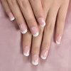 Nude Pink French Press On Nails Short Squoval False Nails Women Girls Nail Art Tips Full Cover Reusable Fingernails Datechable Acrylic Manicure For Daily Dating Office Home Party (24pcs)