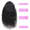 Kinky Curly Ponytail Extensions Human Hair Wrap Drawstring Adjustable Clip In Pony Tail 3C Afro Curl Natural Black (24")