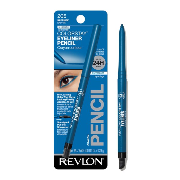 Revlon ColorStay Eyeliner Pencil, Eye Makeup Stocking Stuffers for Women, Built-In Sharpener, Waterproof, Smudgeproof, 205 Sapphire, 0.01 oz (Pack of 1)