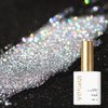 Vonrui Silver Laser Glitter Gel Nail Polish,Silver Holographic Cat Eye Gel Nail Polish Sparkling Glitter Cat Magnetic Eye Gel Polish,Soak Off LED Reflective Gel Nail Polish