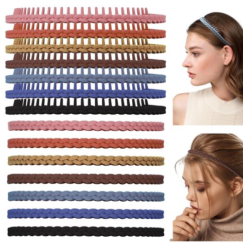 Naturahand 14 Pcs Colorful Teeth Teeth Headbands For Women Non Slip Pigtail Skinny Hair Comb Thin...