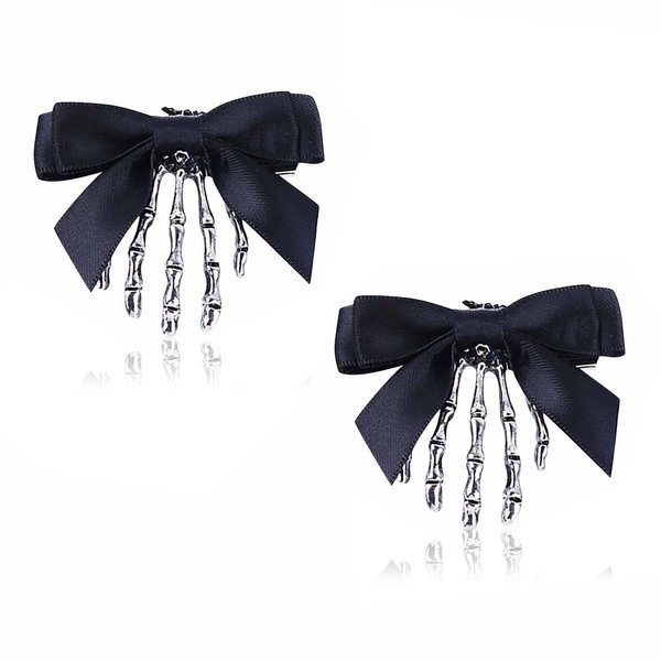Utavu 2pcs Skeleton Hair Clip Claw Skeleton Hand Hair Clip Bone Clips Spooky Skull Goth Hair Clips Halloween Hair Accessories for Women Girls, Pack Of 2
