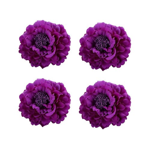 Koolgil Women's 4Pcs Bohemia Peony Flowers Hairpin Hair Clip Flower Brooch for Travel Party Festivals (Dark Purple)