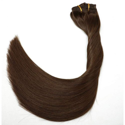 20" Hair Extensions Clip in Real Human Hair Clip on Remy Hair Extensions 120g Medium Brown 120g 7pcsThickened Double Weft Full Head Soft Silky Straight Human Hair Extensions Clip in for Women #4