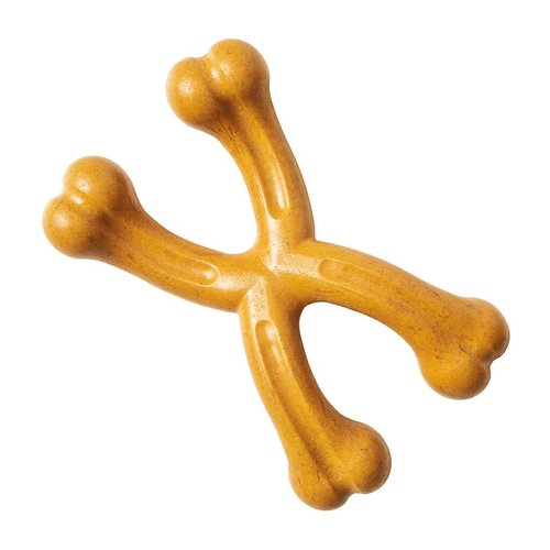 SPOT Bam-bones PLUS Double Wishbone -Bamboo Fiber & Nylon, Durable Long Lasting Dog Chew for Aggressive Chewers for Dogs & Puppies under 90lbs, Non-Splintering, 7in, Allergen Free Peanut Butter Flavor