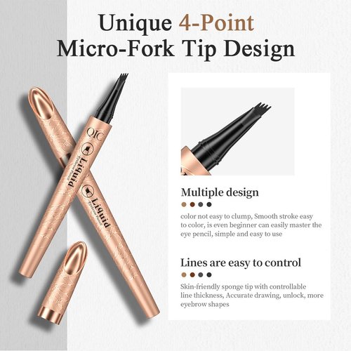 Eyebrow Pencil,Grey 4-Point Micro-Fork Tip Eyebrow Pen,Smudge-Proof Portable Microblading Eyebrow Pencil,Eye Makeup Long-Lasting Waterproof To Create Exquisite Eyebrow Hair for Women