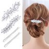 WHAVEL Hair Clips, 4Pcs Rhinestone Hair Pins for Women, Silver Bridal Barrettes, Wedding Hair Accessories for Bride Bridesmaid