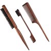 Geiserailie 3 Pcs Slick Back Hair Styling Set: Edge Control Brush, Teasing Comb for Women, Kids' Black Hair (Brown)