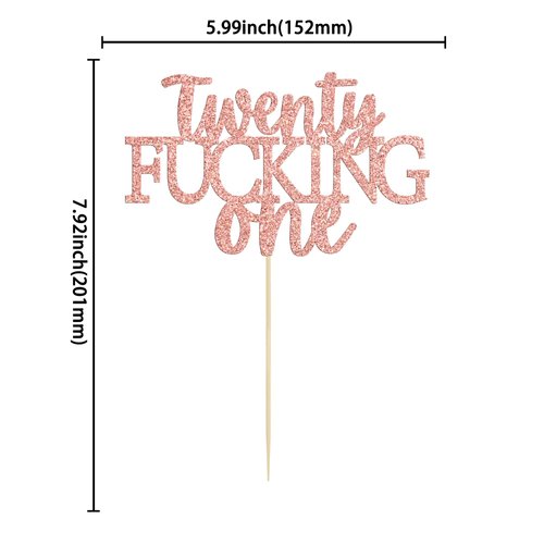 Gyufise Rose Gold Glitter Twenty One Cake Topper Happy 21st Birthday Cake Decoration for Cheers to 21 Years Old Birthday Party Decoration Supplies