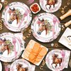 Horse Birthday Party Supplies Tableware - 96 Pcs Cowgirl Birthday Party Decorations, Horse Themed Party Paper Plates and Napkins Sets with Forks, Western Baby Shower Disposable Dinnerware, Serves 24
