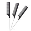 1 Pack Professional Carbon Steel Tail Combs Heat Resistant with Metal Pick, Anti Static Black Styling Tail Hair Comb Fine Teeth, Metal Pintail Teasing Comb Brush