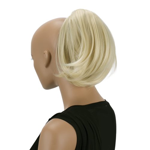 CAISHA by PRETTYSHOP Bun Hairpiece Ponytail With Butterfly Clip Hair Bun Bridal Hairstyle Hepburn Bun Scrunchie Straight Platinum Blonde H413