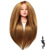IBLUES 26"-28" Mannequin Head with 60% Real Hair, Hairdresser Practice Training Head Cosmetology Long Hair Manikin Doll Head with 9 Tools and Clamp - #27 Golden, Makeup On