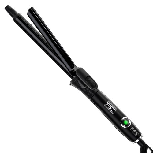 3/4 Inch Curling Iron with Clipped Tourmaline Ceramic Barrel Professional 0.75Inch Hair Curler up to 450°F Dual Voltage for Traveling 60 Mins Auto Off Suit for Different (Black, 0.75 Inch)