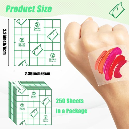 250 Pieces Makeup Hand Palette, Disposable Adhesive Transparent Palettes for Makeup and Waterproof, Artist Cosmetic Makeup Palette for Women Daily Use (2.36 X 2.36 Inch)