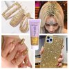 YOSOMK Gold Body Glitter Gel & 2 Sheets Face Gems Rhinestones Set, Face Glitter Makeup & Hair Jewels Stick on, Holographic Hair Glitter Eye Gems,Chunky Glitter Face Jewels for Makeup Festival
