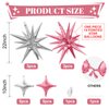 Pink Silver Star Balloons,Explosion Star Balloons Kit with 6Pcs 22Inch Cone Star Foil Balloons and 10Pcs 10Inch Four Pointed Star Balloons for Birthday Anniversary Disco Party Decorations