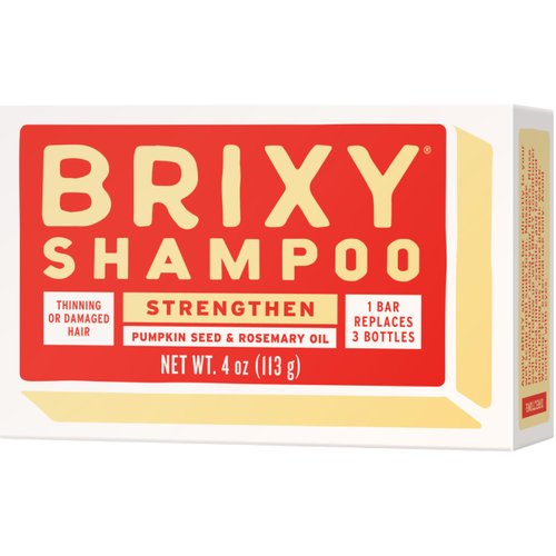 BRIXY Strengthening Shampoo Bar For Thinning Hair | Pumpkin Seed Oil, Rosemary Oil, & Caffeine | Ceramide & Niacinamide Support The Moisture Barrier | pH Balanced, Color Safe, Vegan, Plastic Free