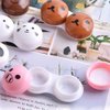 DoyiFun 2 Pcs Pink Pig Contact Lens Case Travel Kit, Cute Portable Panda Bear Animal Contact Lens Box Holder Soak Storage Container with Mirror Bottle Tweezers Stick Remover Tool(Random 2 Style)