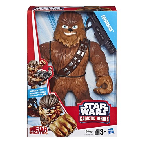 STAR WARS Galactic Heroes Mega Mighties Chewbacca 10-Inch Action Figure with Bowcaster Accessory, Toys for Kids Ages 3 and Up