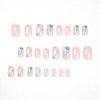 RikView French Tip Press on Nails Medium Acrylic Nails White Nails with Flowers Design Square Fake Nails