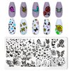 JERCLITY 6pcs Flower Nail Stamping Plate Nail Stamping Kit for Nails Rose Flower Lotus Butterfly Leaf Image Plates Nail Art Design Template Print Nail Stamper Kit for Women