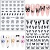 7 Sheets Black Nail Art Stickers, 3D Geometry Nail Transfer Decals, Butterfly Heart Letters Numbers Stars Eyes Nail Self-Adhesive Sticker Design for Women Girls Manicure Charms Decorations