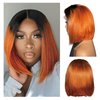 10 inch 1b/350 Straight Bob Wig Human Hair, Lace Glueless Front Wigs Human Hair,highlight human hair bob wig,Pre Plucked 13x4 HD Lace Front Wigs Human Hair 180% Density Orange and Black Wig Human Hair