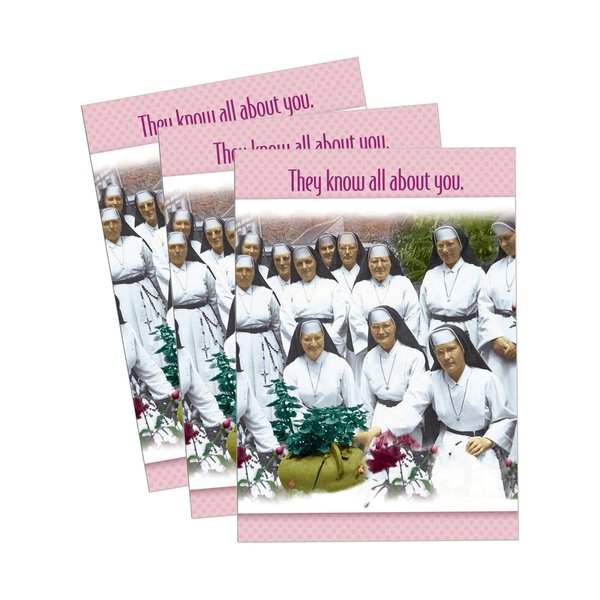 SHADE TREE GREETINGS Funny Friendship Greeting Card (5" x 7") by Actual Pictures | 3 Pack + 3 Envelopes (Nuns Praying)