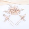 Oriamour Hair Side Combs With 2 Set Hair Pins Bridal Hair Accessories Wedding Headpiece Set (Gold)