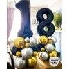 Black 14 Number Balloons, 40 Inch Giant Number 14 Balloons Foil Mylar Helium Black Number Balloons for 14th Birthday Party Supplies Anniversary Event Celebration Decorations