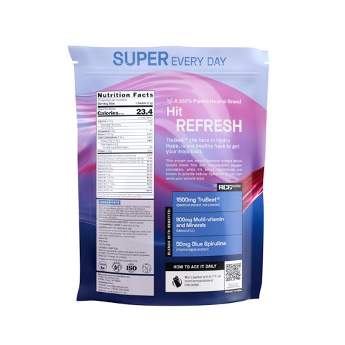 Ace Blend Trubeet Hydro Hype | Electrolyte Powder with Full-Spectrum Electrolytes, Vitamins & Minerals | Instant Hydration Drink | 15 Sachets