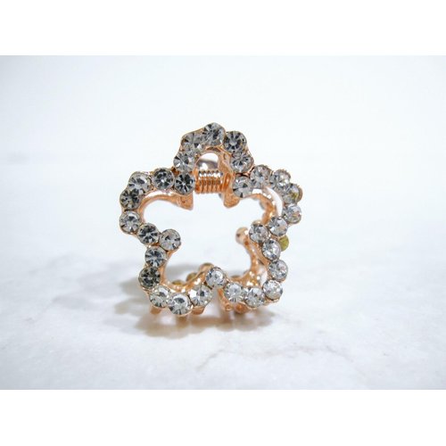 Generic Small mini rose gold flower shaped hair claw clip with crystals