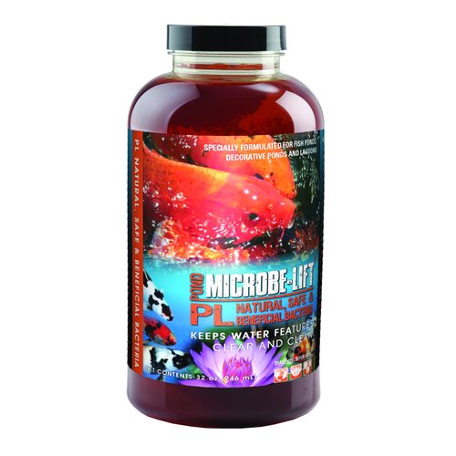 MICROBE-LIFT PL Pond Bacteria and Outdoor Water Garden Cleaner, Safe for Live Koi Fish, Plant Life, and Decor, 32 Ounces