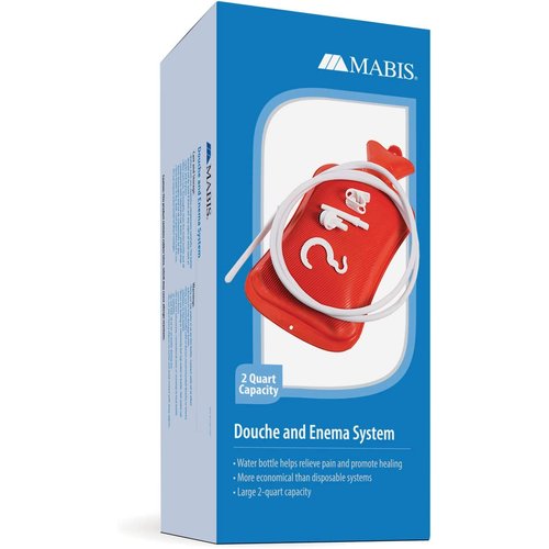 MABIS Reusable Hot Water Bottle, Enema and Douche Kit Helps to Alleviate Pain Associated with Constipation, Bloating, Aches and Pains, 2 Quart Capacity, 42-842-000, Red, One