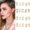 20 PCS Gold Hair Jewelry for Braids with Crystal Rhinestone Dreadlock Braid Clips Non-Piercing Ear Cuffs Clip Jewelry for Women Men Hair Accessories Braids