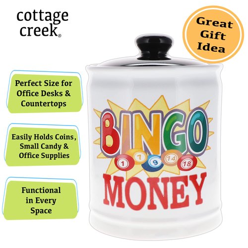 Bingo Gifts, for Women, Men, Ceramic Bingo Money Jar Piggy Bank, Kitchen Home Decor, Funny Coin Jar, Mom Grandma Dad Boyfriend Gift