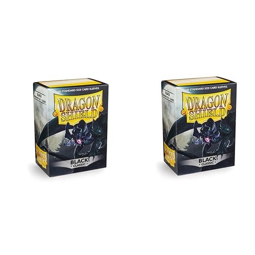 2 Packs Dragon Shield Classic Black Standard Size 100 ct Card Sleeves Individual Pack …