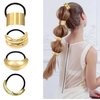 Metal Hair Ties, Hair Cuff Wrap Ponytail Holders, Gold Geometric Hair Elastic Ring for Thick Long Women Hair Accessories (Pattern D)