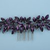 Teyglen Crystal Bride Wedding Hair Comb Bridal Purple Rhinestone Hair Side Comb Hair Accessories for Bride Simple Purple Crystal Hair Piece Sparkly Headpiece for Women Girls