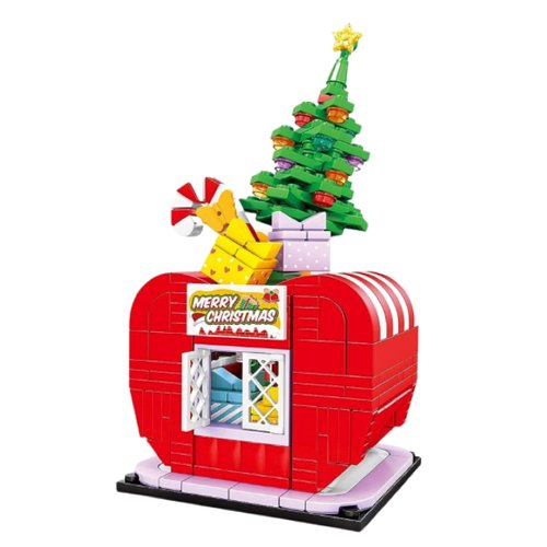 General Jim's Christmas Apple House Fun and Colorful Shop 335 Piece Modular Building Blocks Brick Playset or Model or Decoration Comes with Light Kit Fun for Teens and Adults