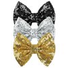 Ipetboom 3Pcs Glitter Bow Hairpin Black Gold Sliver Bling Hair Bows Sparkling Sequin Bow Tie Hair Clip Girls Hair Bows for Girls Hair Accessories