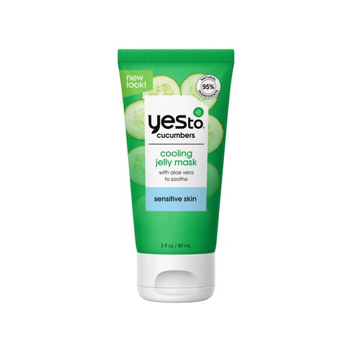 Yes To Cucumber Cooling Jelly Mask, Hydrating Bouncy Lightweight Gel Mask That Leaves Skin Feeling Cool, Soothed & Refreshed, With Cucumber Extract & Antioxidants Natural Vegan & Cruelty Free, 3 Fl Oz